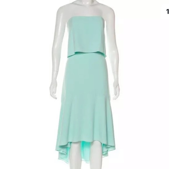 Halston Heritage Strapless Hi-lo Flounce Dress NWT - Picture 2 of 4